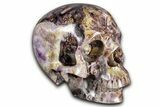 Realistic, Brecciated Banded Purple Fluorite Skull #378652-2